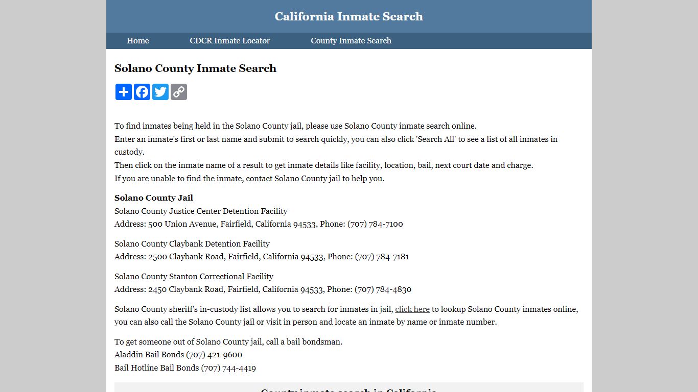 Solano Jail Inmate Search